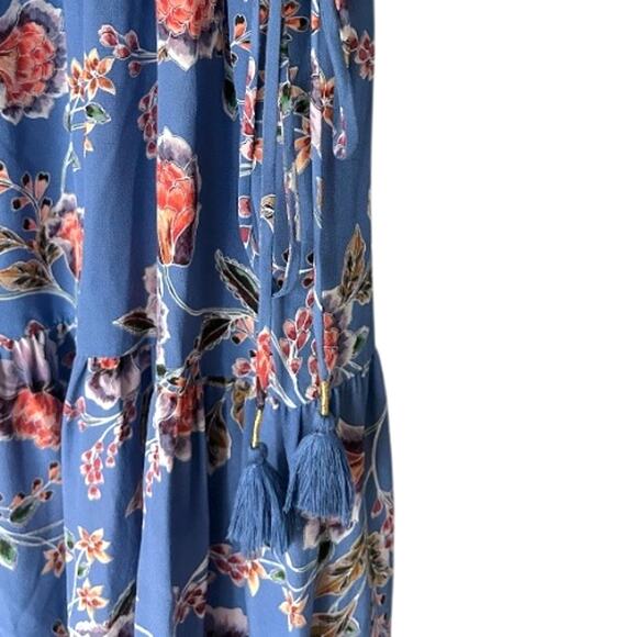 Johnny Was Wallace Silk Midi Dress Womens S MINOR FLAW Blue Floral Cottage NEW - Picture 6 of 9